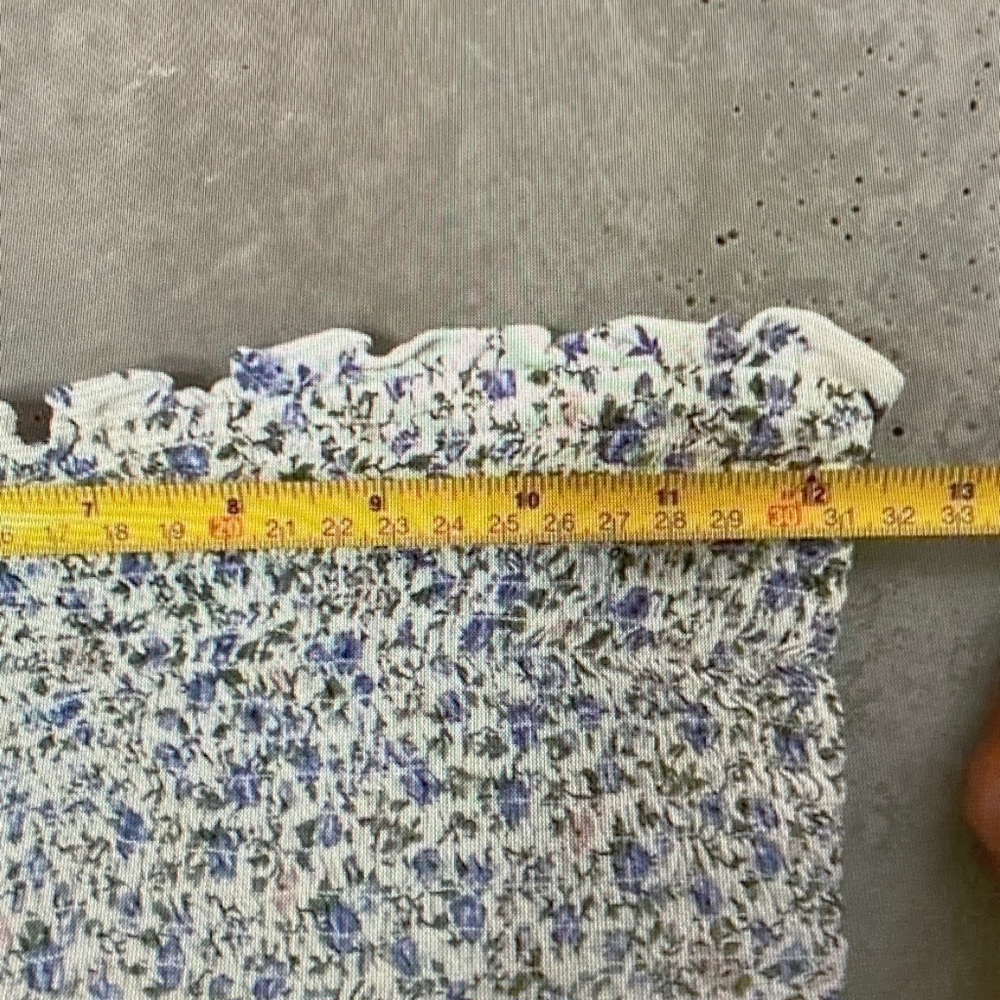 Reformation White Floral Smocked Top with Lavender and Green Accents - Picture 4 of 5